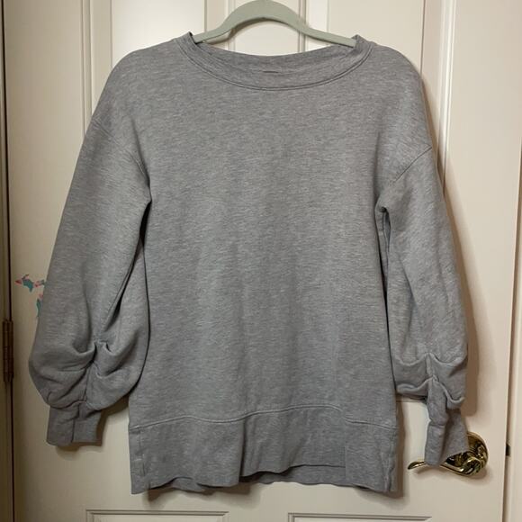 Zella gray sweatshirt ruched sleeves small - Picture 3 of 7